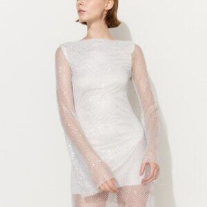 DA VEAMOR MADE FOR LOVE PARIS RHINESTONE OPEN BACK MINI DRESS SIZE LARGE NEW